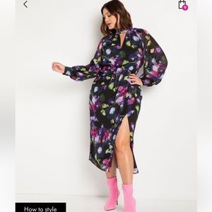 Printed floral dress with draped skirt